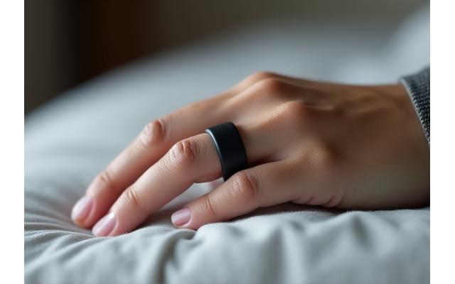 Oura Ring на пръст, показващ дискретен и стилен дизайн